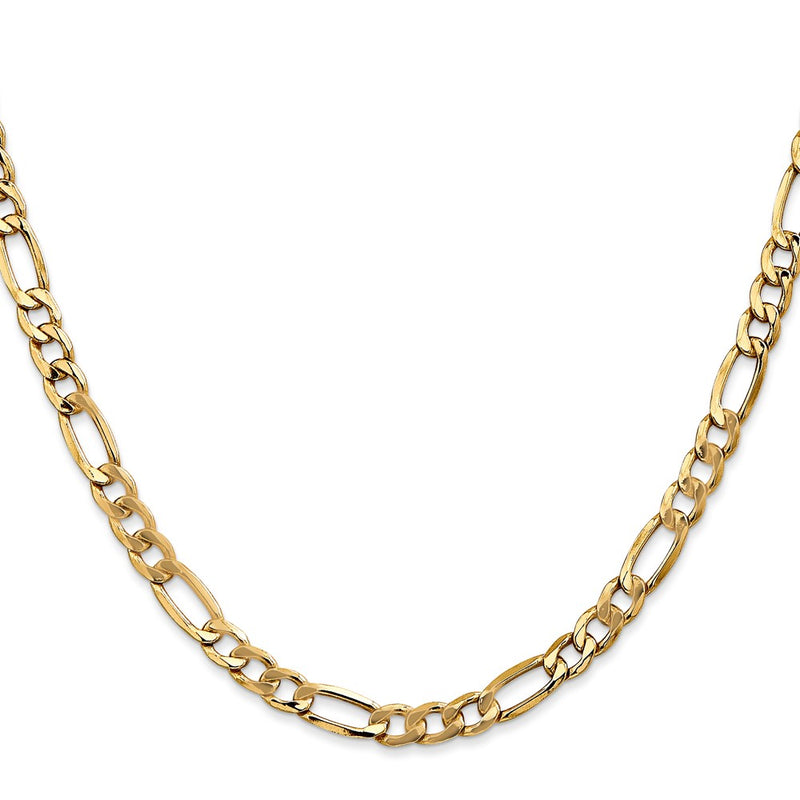 10k Yellow Gold 5.35mm Semi-Solid Figaro Chain Necklace