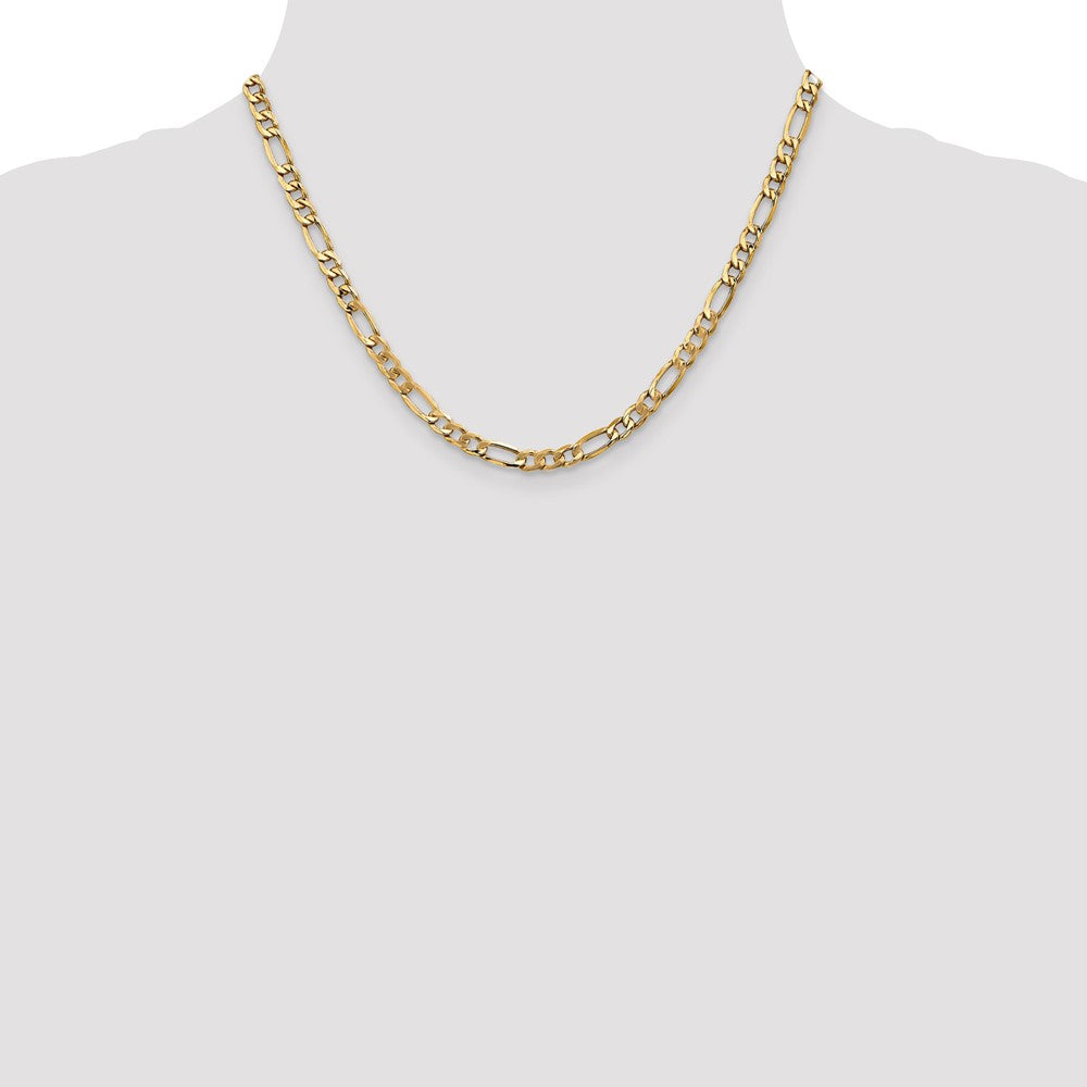 10k Yellow Gold 5.35mm Semi-Solid Figaro Chain Necklace