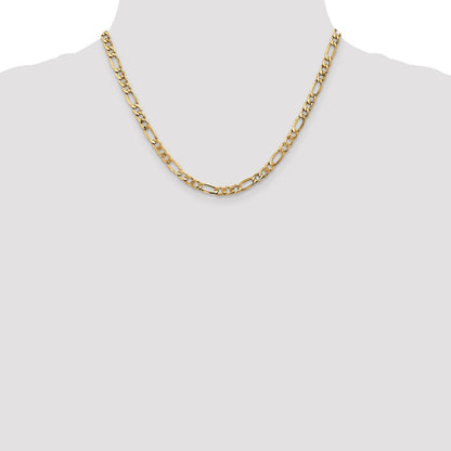 10k Yellow Gold 5.35mm Semi-Solid Figaro Chain Necklace
