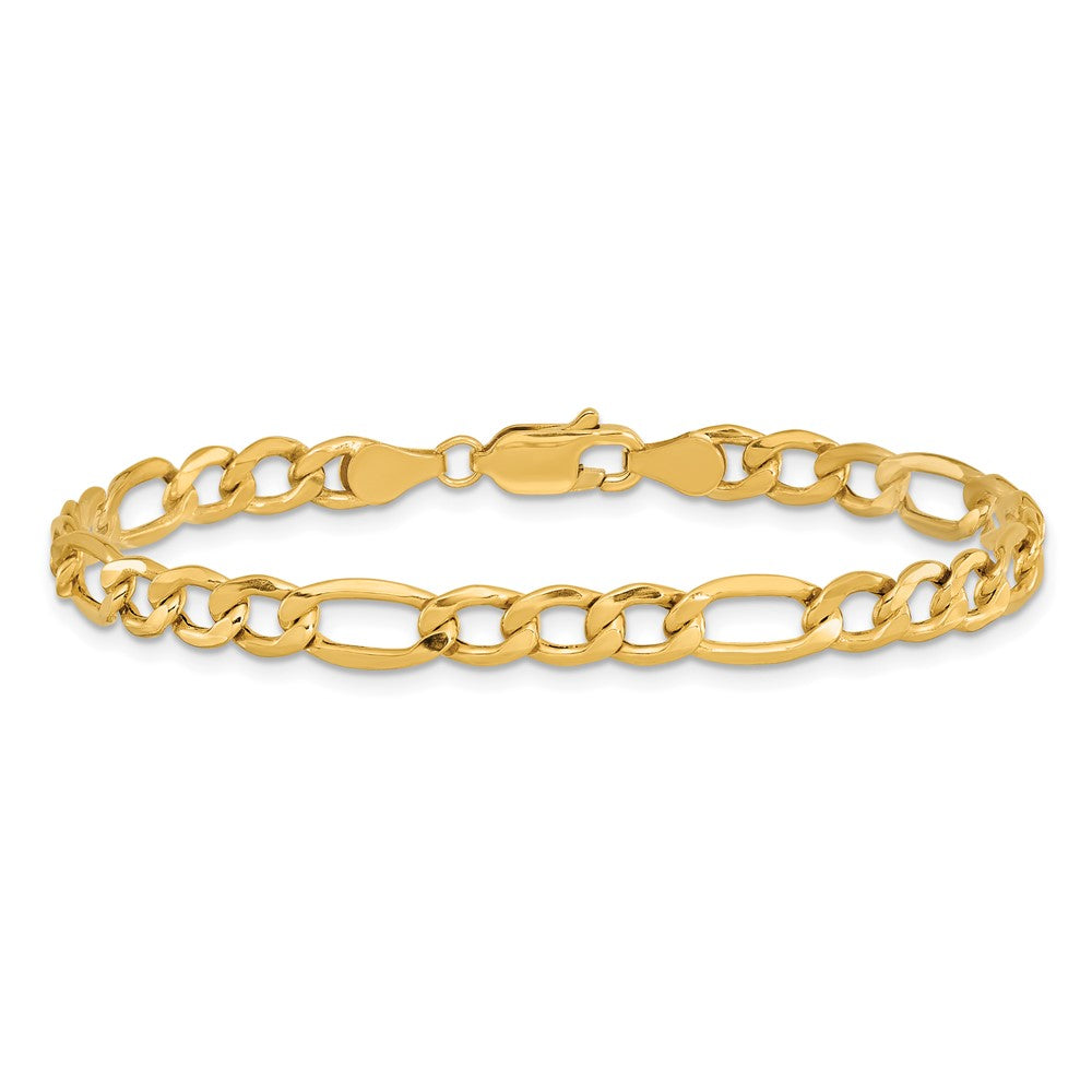 10k Yellow Gold 5.35mm Semi-Solid Figaro Chain Bracelet