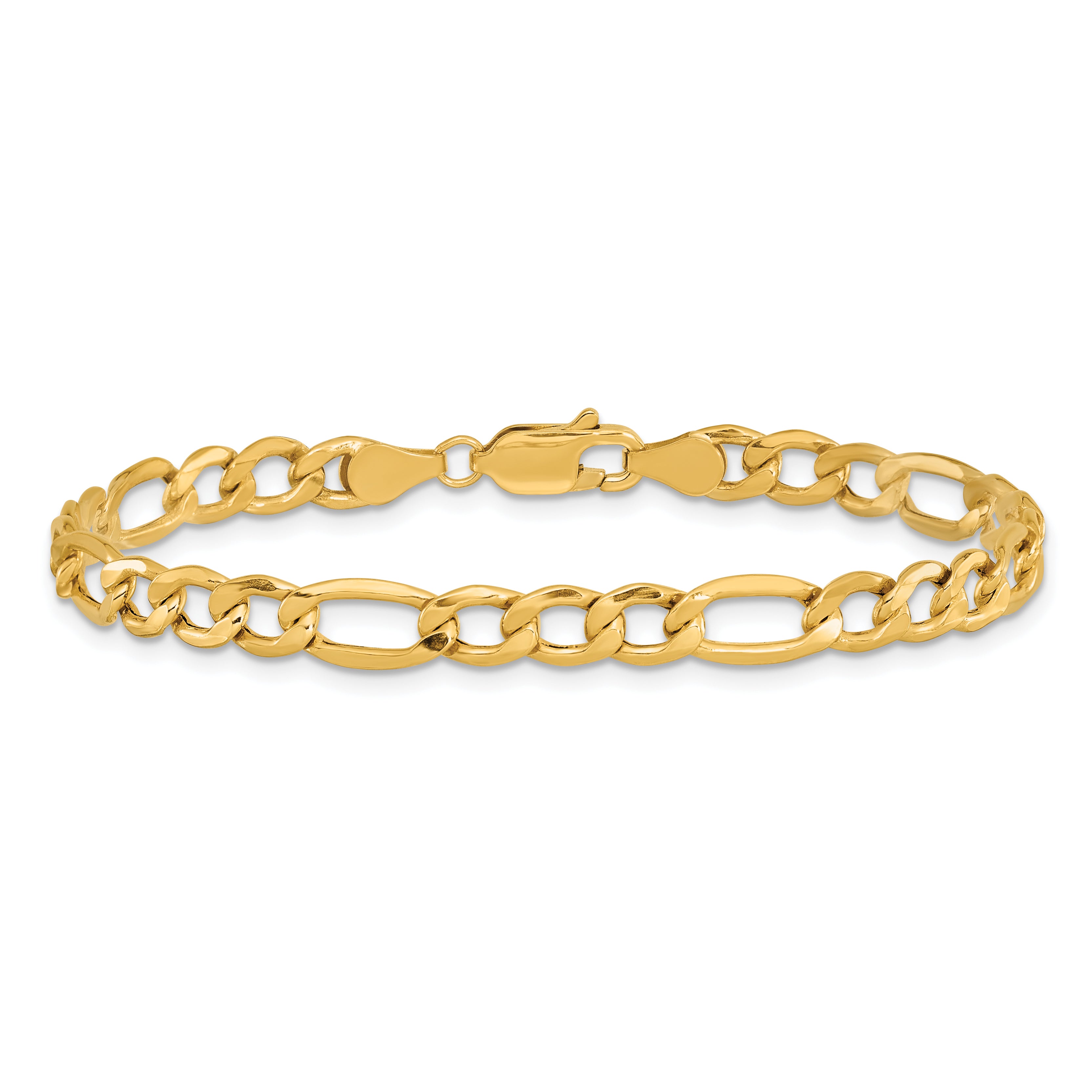 10K Yellow Gold 5.35mm Semi-Solid Figaro Chain