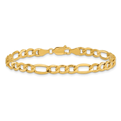 10K Yellow Gold 5.35mm Semi-Solid Figaro Chain