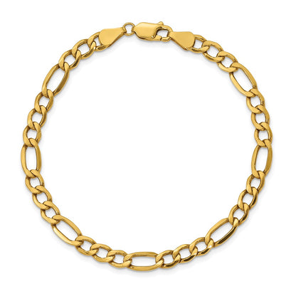 10k Yellow Gold 5.35mm Semi-Solid Figaro Chain Bracelet