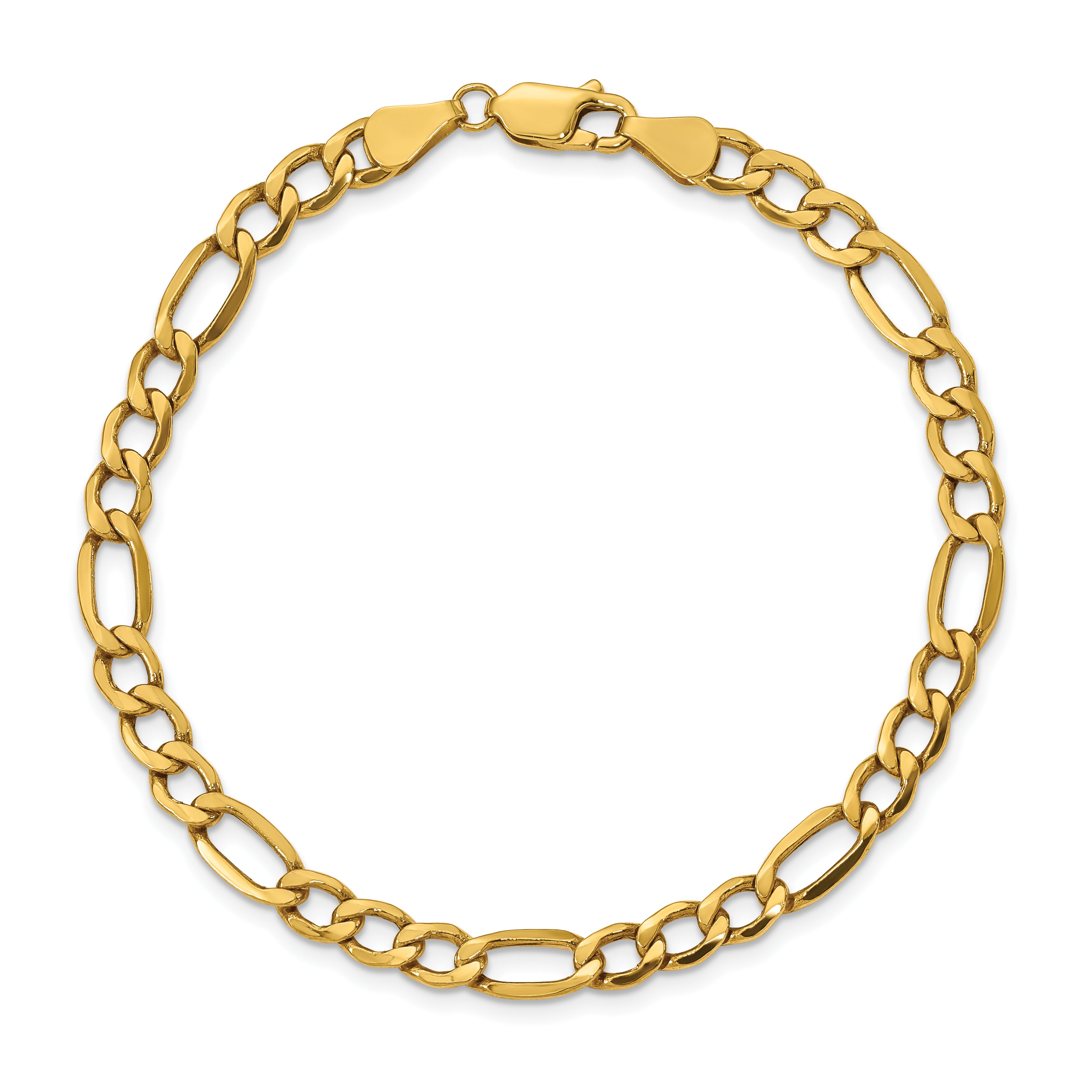 10K Yellow Gold 5.35mm Semi-Solid Figaro Chain