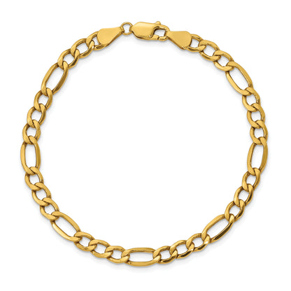 10K Yellow Gold 5.35mm Semi-Solid Figaro Chain