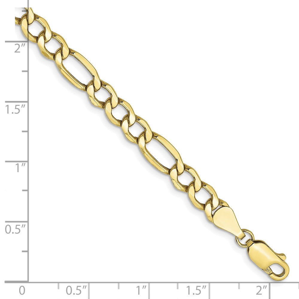 10k Yellow Gold 5.35mm Semi-Solid Figaro Chain Bracelet