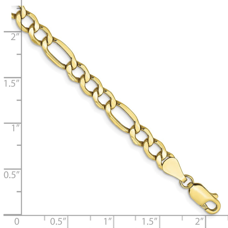 10k Yellow Gold 5.35mm Semi-Solid Figaro Chain Bracelet