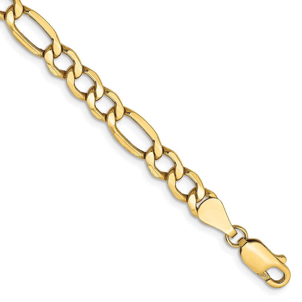 10k Yellow Gold 5.35mm Semi-Solid Figaro Chain Bracelet