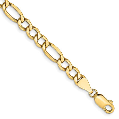 10k Yellow Gold 5.35mm Semi-Solid Figaro Chain Bracelet