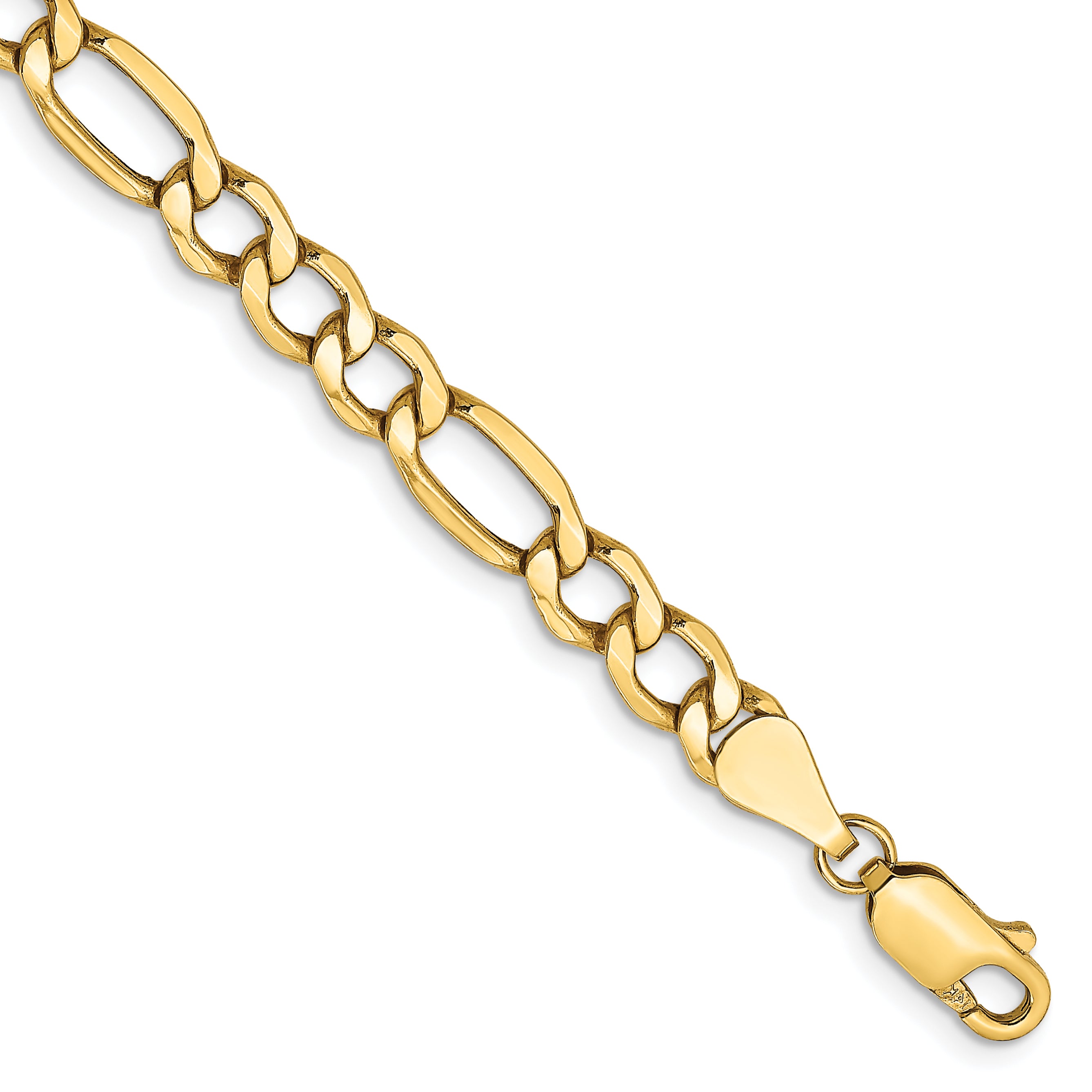 10K Yellow Gold 5.35mm Semi-Solid Figaro Chain