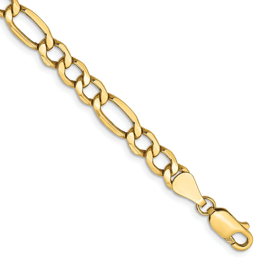 10K Yellow Gold 5.35mm Semi-Solid Figaro Chain