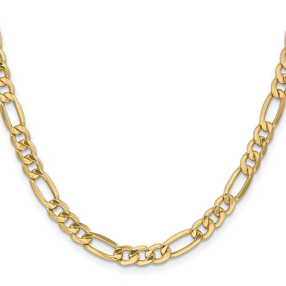 10k Yellow Gold 6.25mm Semi-Solid Figaro Chain Necklace