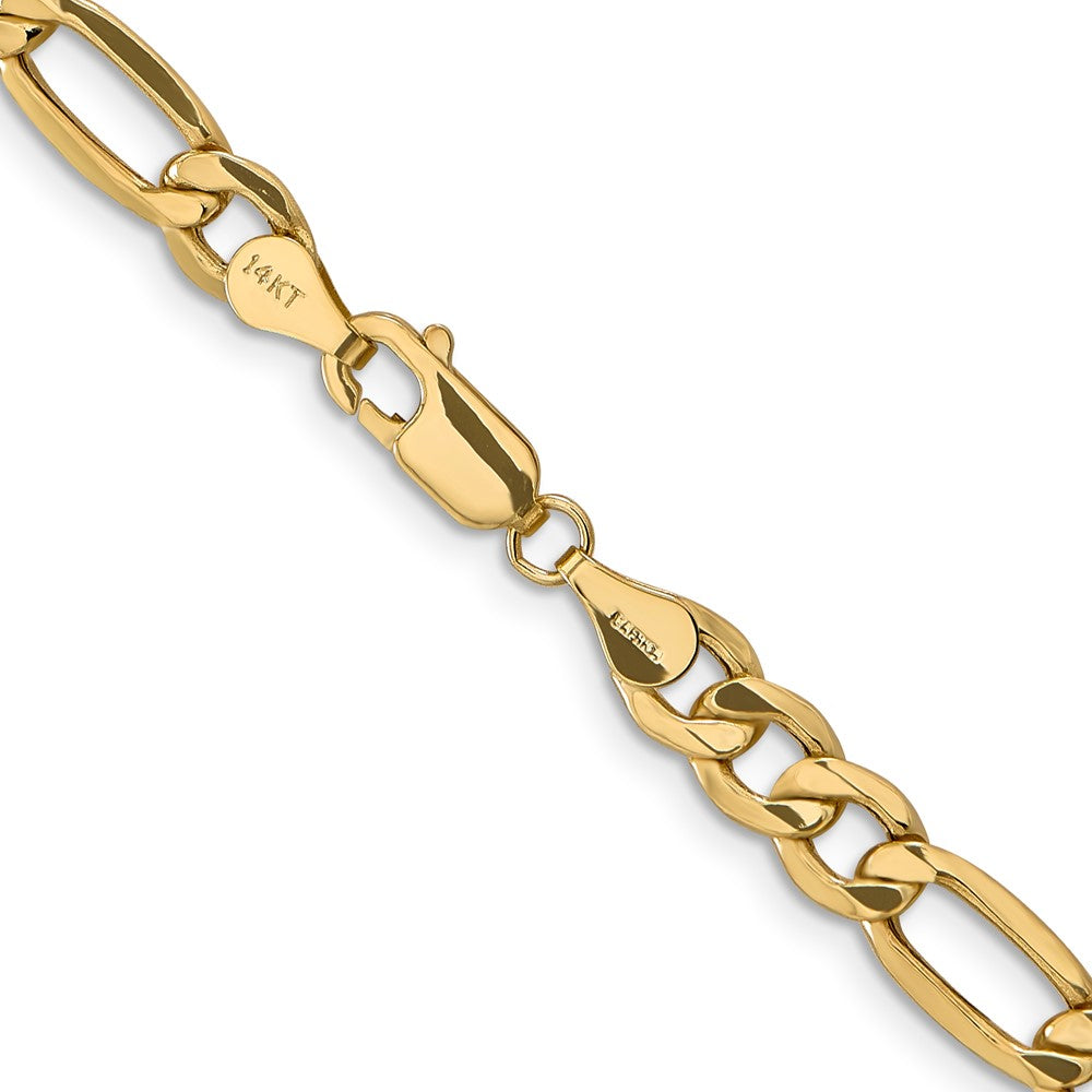 10k Yellow Gold 6.25mm Semi-Solid Figaro Chain Necklace