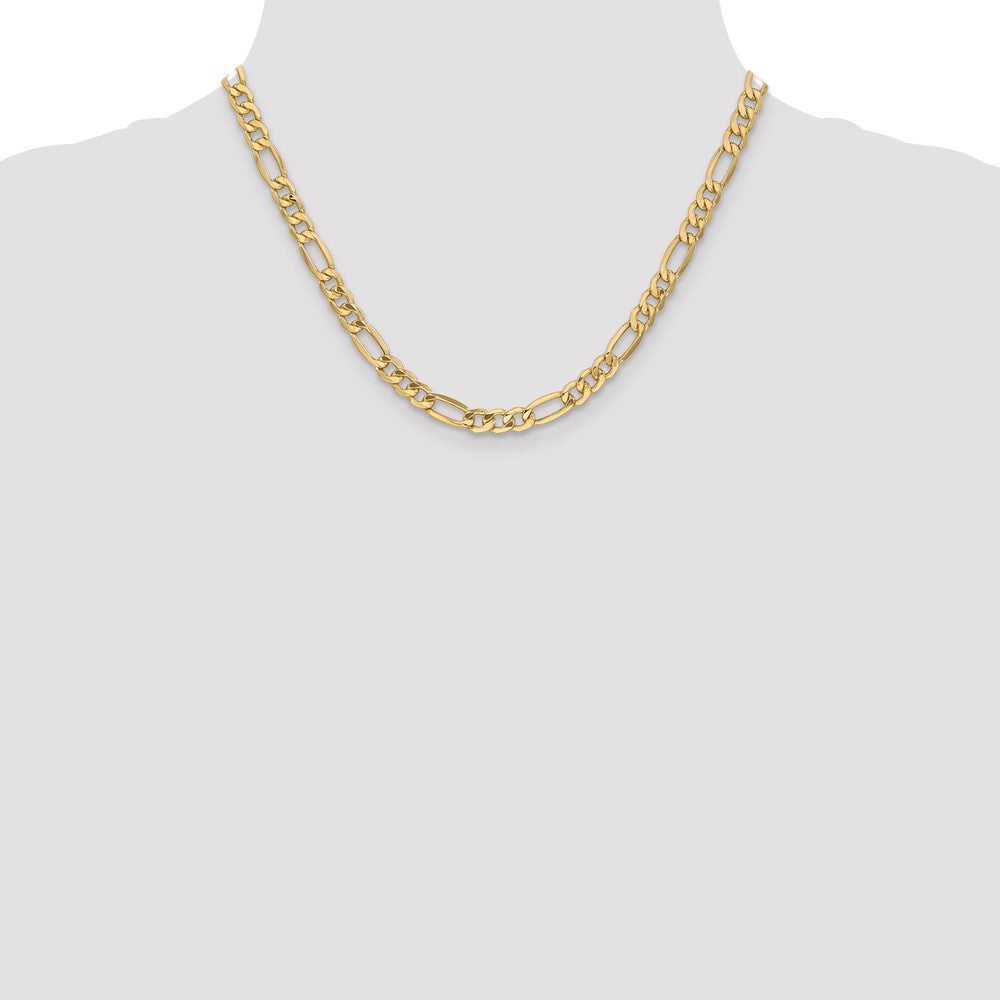 10k Yellow Gold 6.25mm Semi-Solid Figaro Chain Necklace