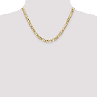 10k Yellow Gold 6.25mm Semi-Solid Figaro Chain Necklace