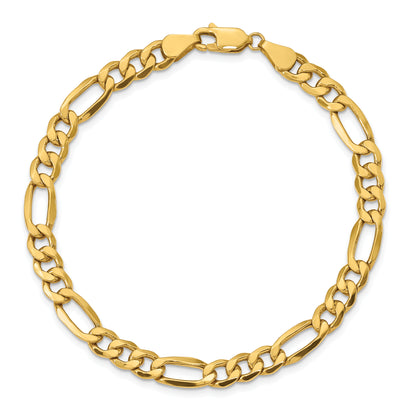 10K Yellow Gold 6.25mm Semi-Solid Figaro Chain