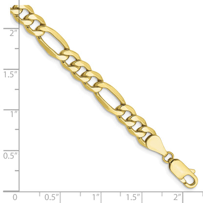 10K Yellow Gold 6.25mm Semi-Solid Figaro Chain