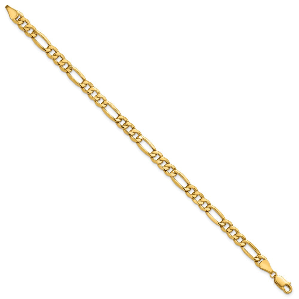 10k Yellow Gold 6.25mm Semi-Solid Figaro Chain Bracelet