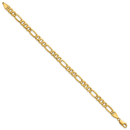 10k Yellow Gold 6.25mm Semi-Solid Figaro Chain Bracelet