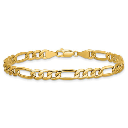 10k Yellow Gold 6.25mm Semi-Solid Figaro Chain Bracelet