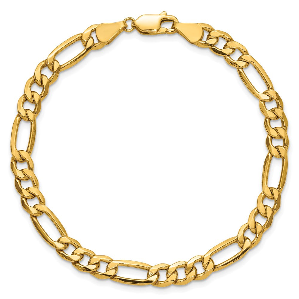 10k Yellow Gold 6.25mm Semi-Solid Figaro Chain Bracelet