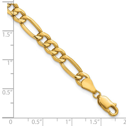 10k Yellow Gold 6.25mm Semi-Solid Figaro Chain Bracelet