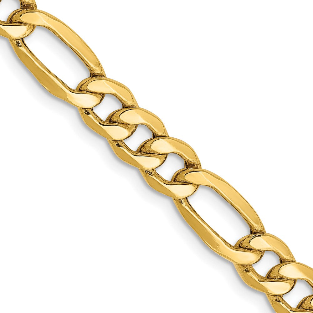 10k Yellow Gold 6.25mm Semi-Solid Figaro Chain Necklace