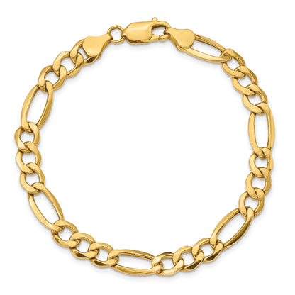 10K Yellow Gold 7.3mm Semi-Solid Figaro Chain