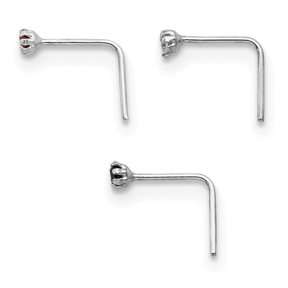 10K White Gold 1.5mm Set Of 3 Cz Nose Studs
