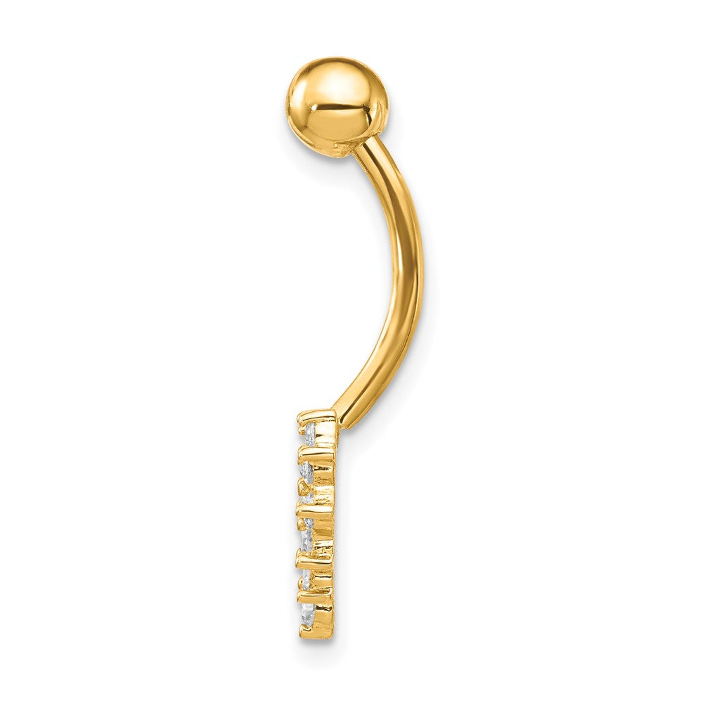10k Yellow Gold W/Cz Heart Belly Dangle