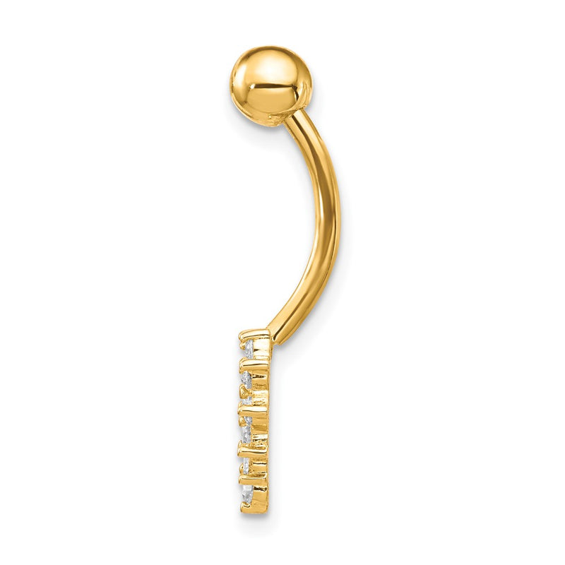10k Yellow Gold W/Cz Heart Belly Dangle