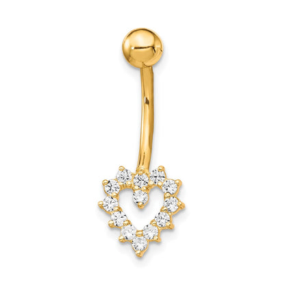 10k Yellow Gold W/Cz Heart Belly Dangle