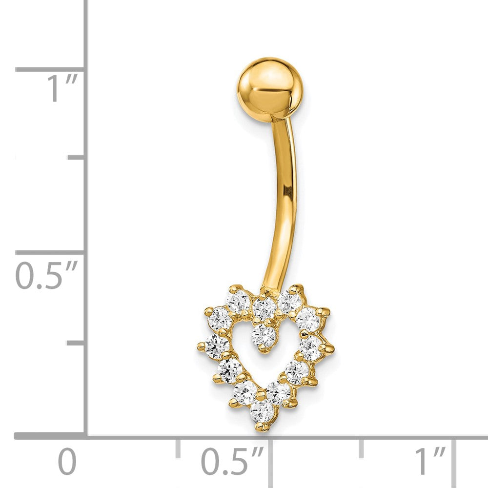 10k Yellow Gold W/Cz Heart Belly Dangle