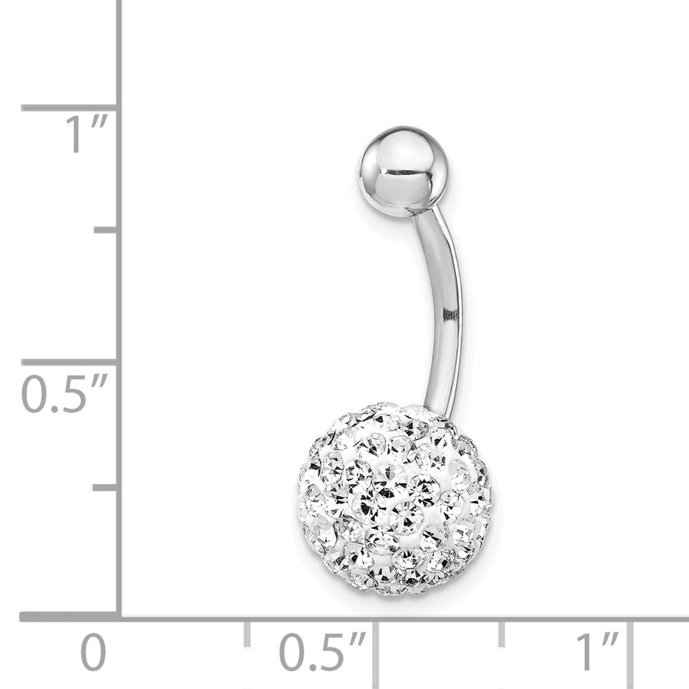 10k White Gold with10mm Crystal Ball Belly Dangle