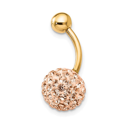 10k Yellow Gold W/Champagne Crystal Ball Belly Dangle