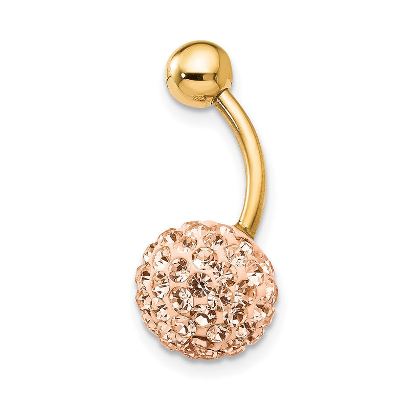 10k Yellow Gold W/Champagne Crystal Ball Belly Dangle