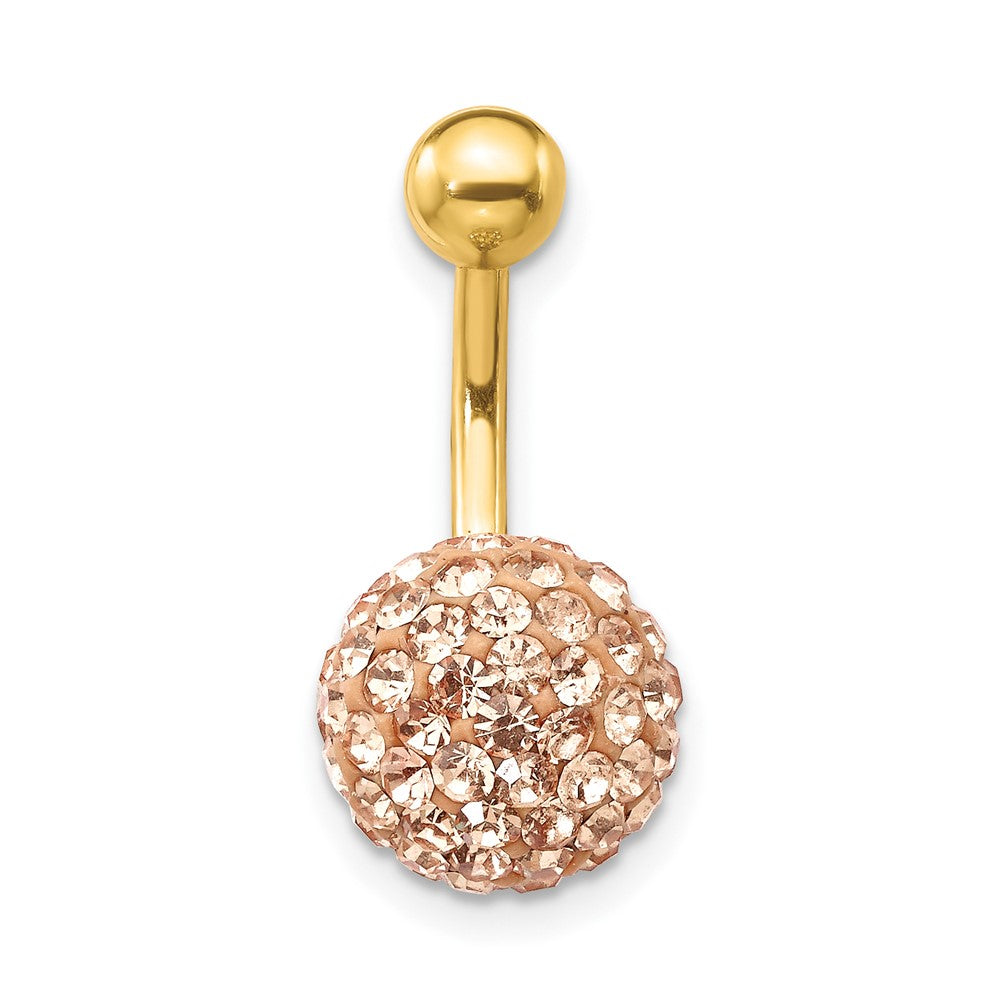 10k Yellow Gold W/Champagne Crystal Ball Belly Dangle