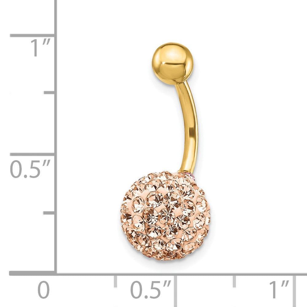 10k Yellow Gold W/Champagne Crystal Ball Belly Dangle
