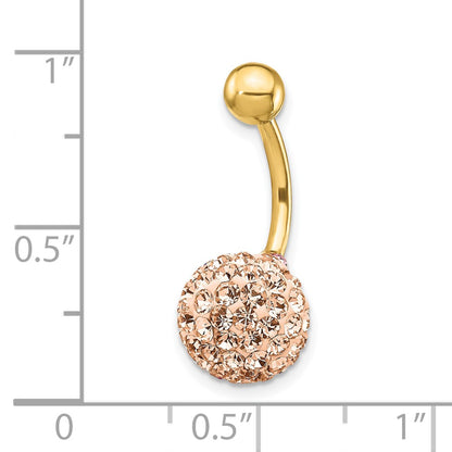 10k Yellow Gold W/Champagne Crystal Ball Belly Dangle