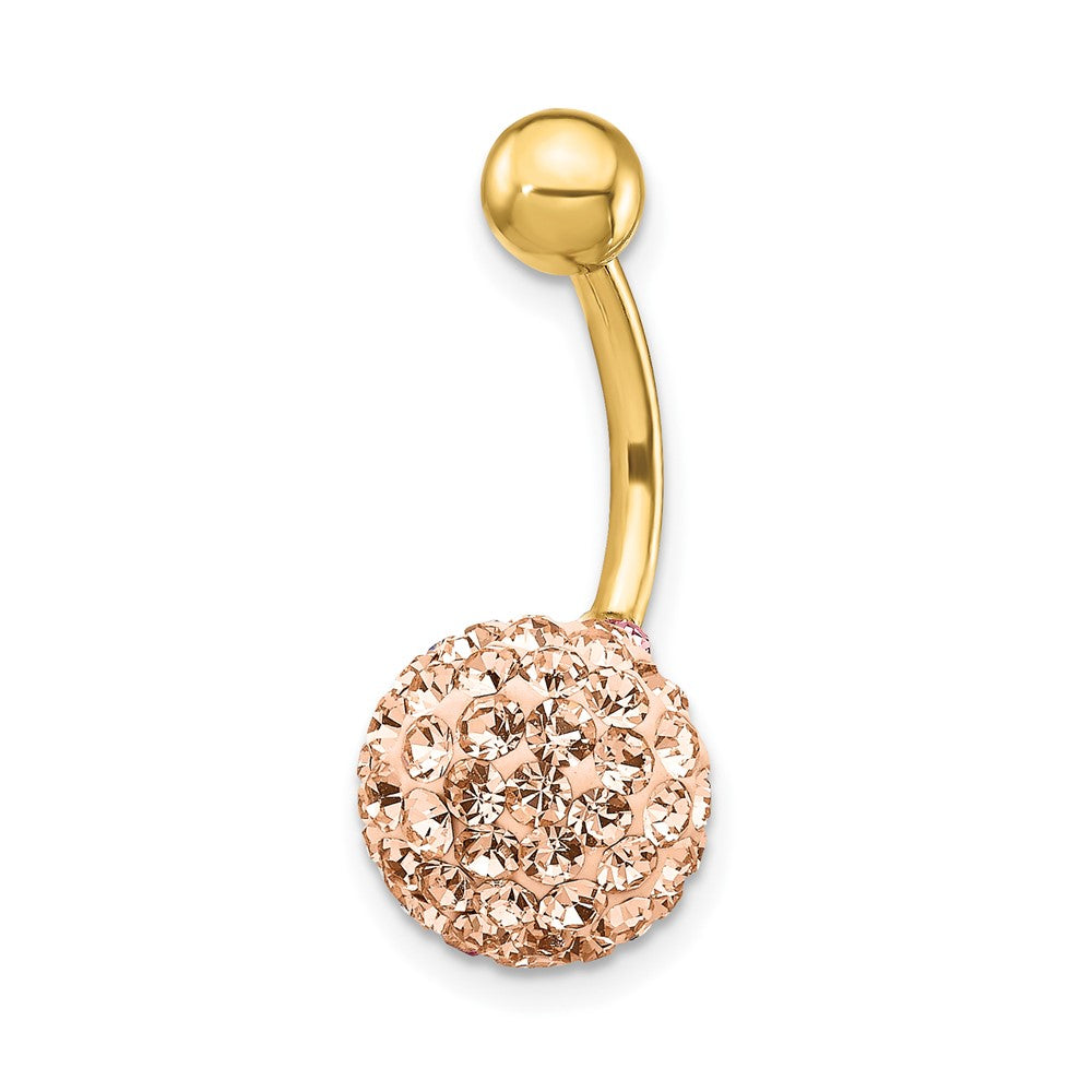 10k Yellow Gold W/Champagne Crystal Ball Belly Dangle
