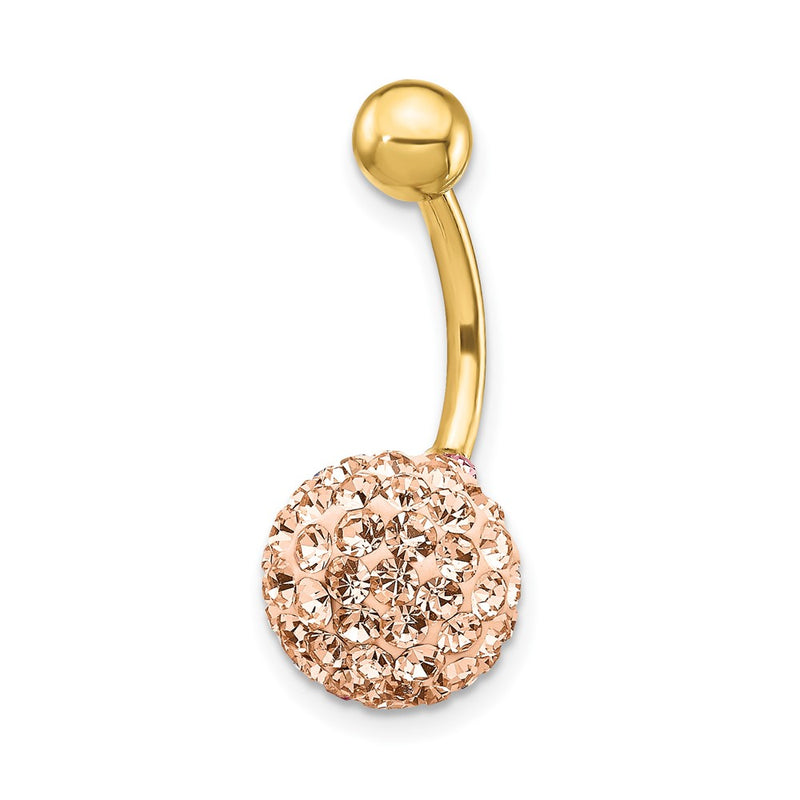 10k Yellow Gold W/Champagne Crystal Ball Belly Dangle