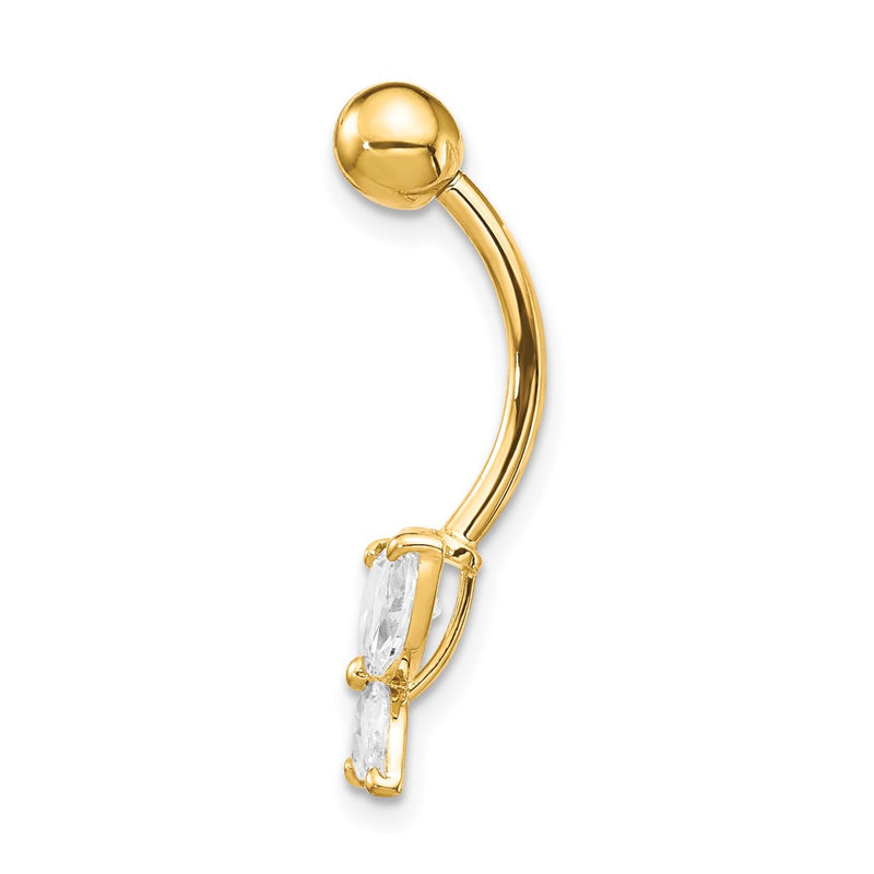 10k Yellow Gold W/Large Cz Butterfly Belly Dangle