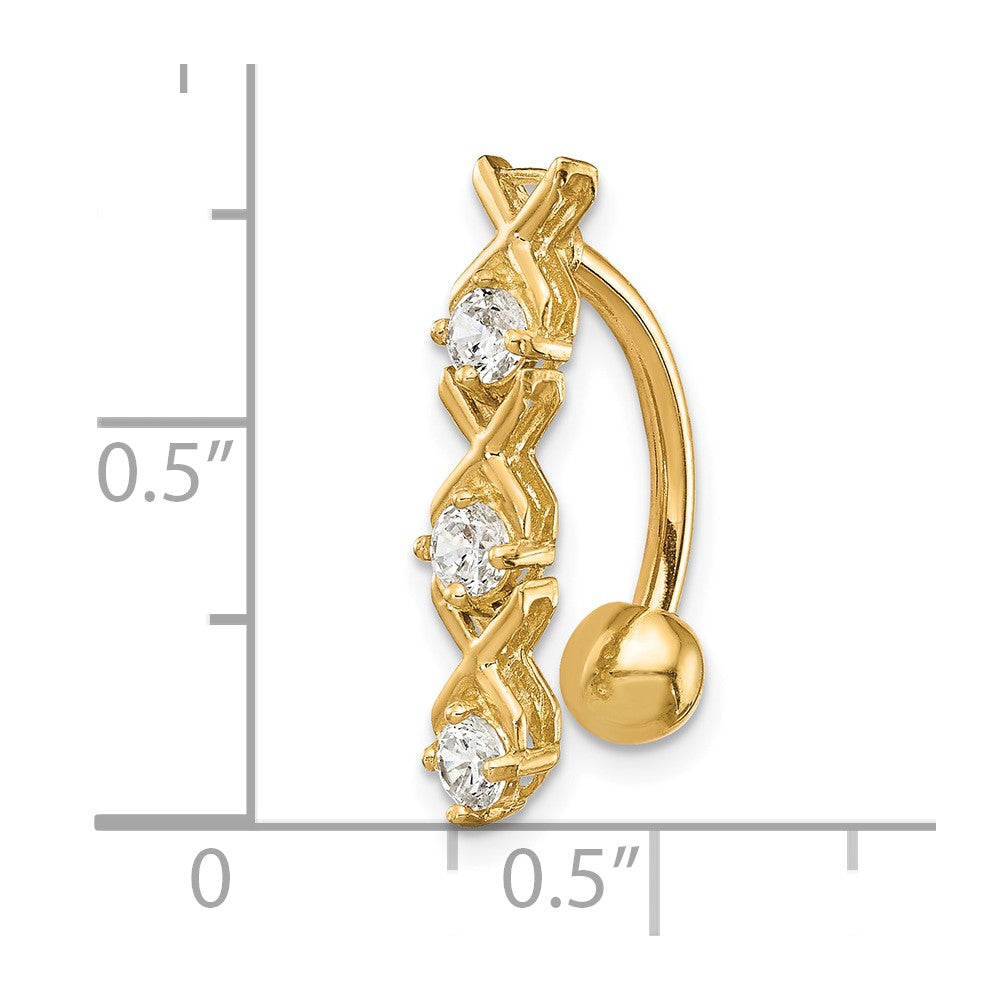 10k Yellow Gold W/Cz Xoxo Belly Dangle