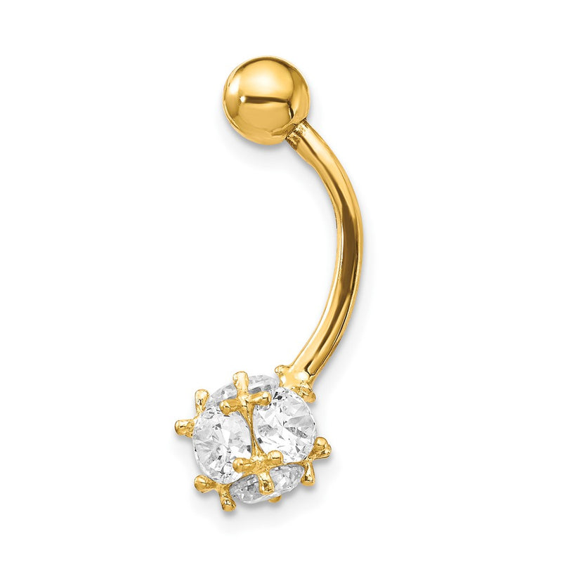 10K Yellow Gold 7mm Cz Ball Belly Dangle
