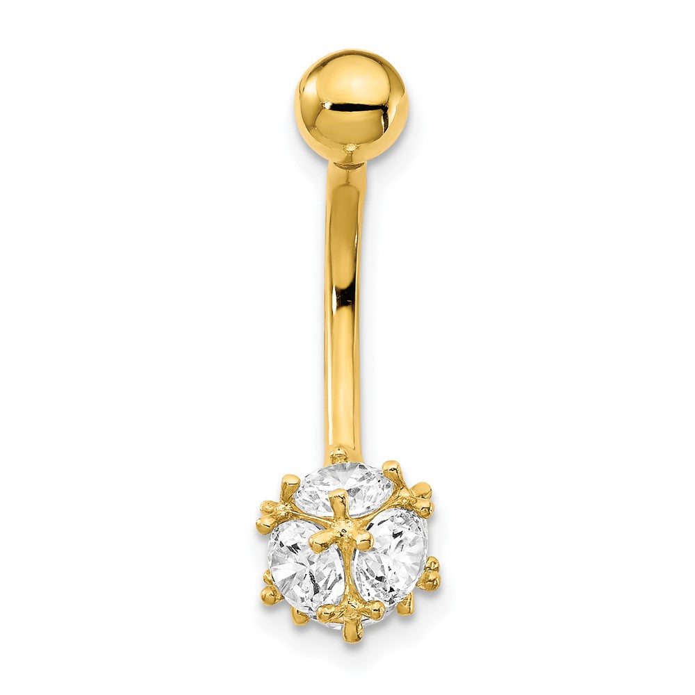 10K Yellow Gold 7mm Cz Ball Belly Dangle