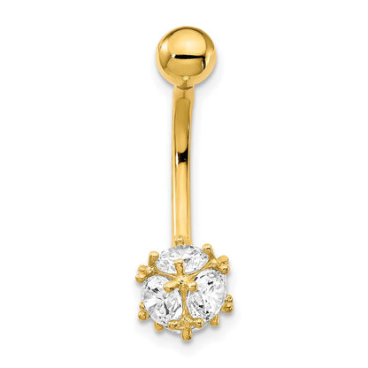 10K Yellow Gold 7mm Cz Ball Belly Dangle
