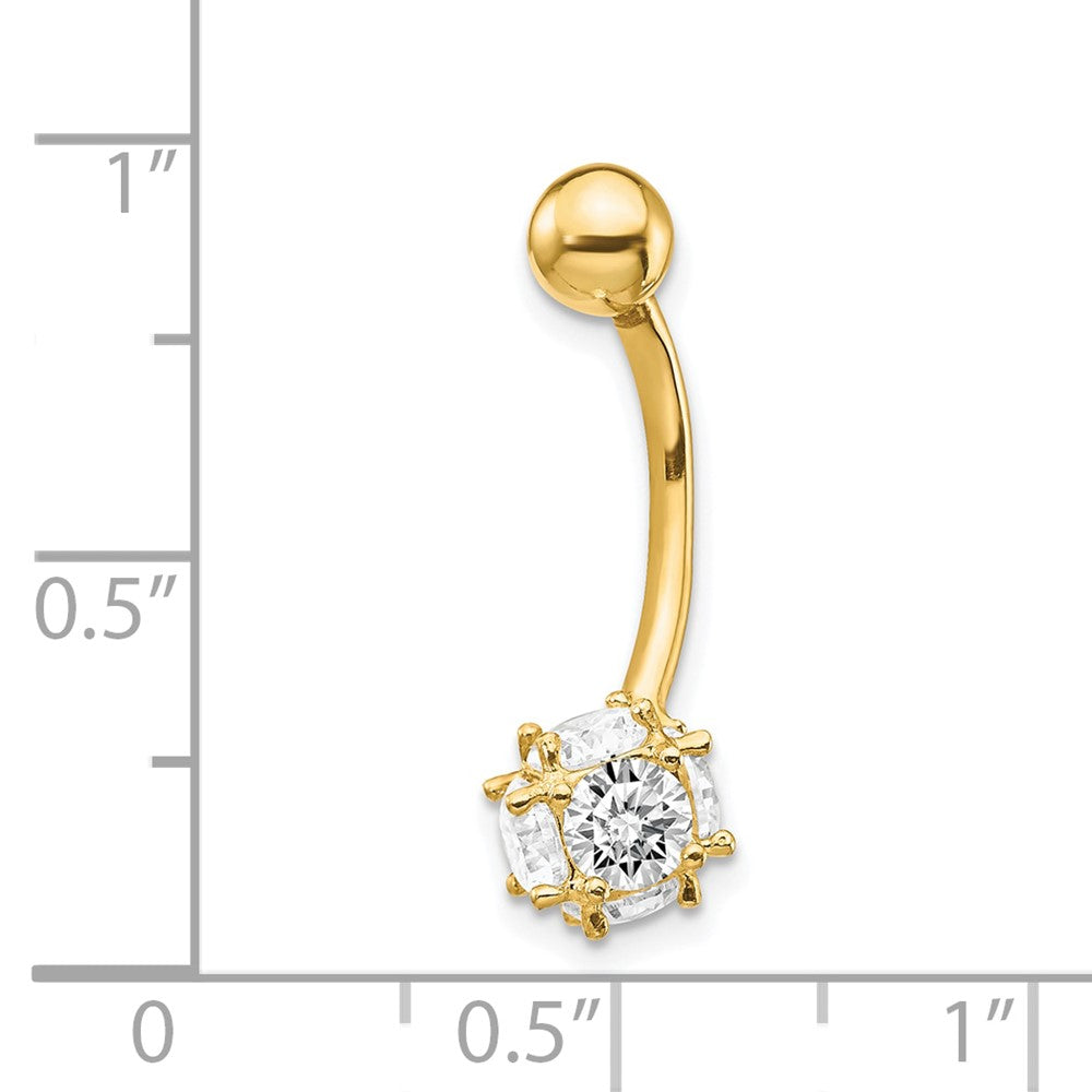10K Yellow Gold 7mm Cz Ball Belly Dangle