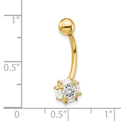 10K Yellow Gold 7mm Cz Ball Belly Dangle