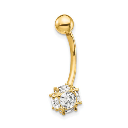 10K Yellow Gold 7mm Cz Ball Belly Dangle
