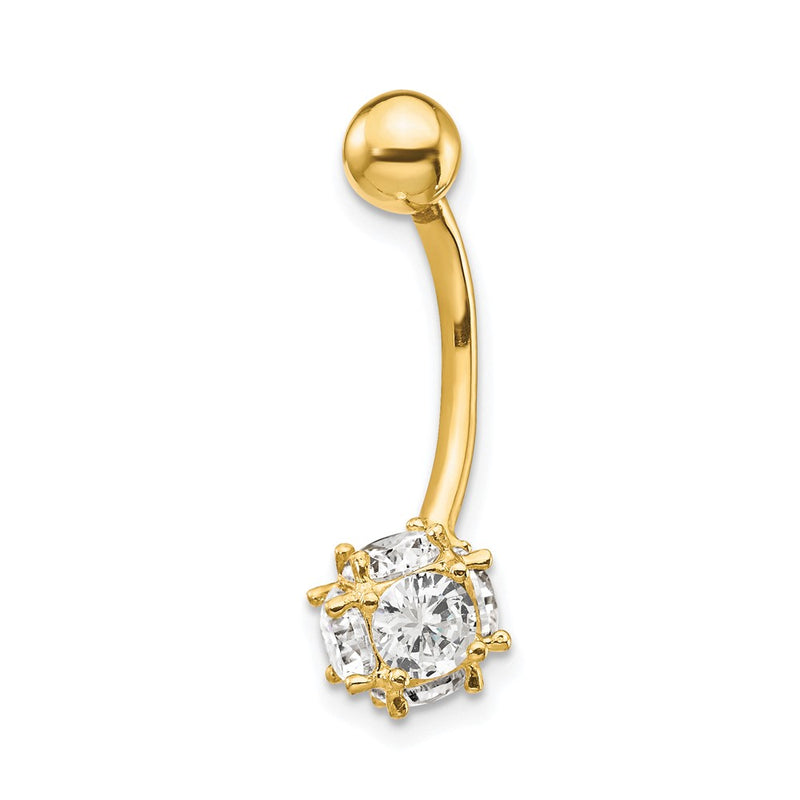 10K Yellow Gold 7mm Cz Ball Belly Dangle